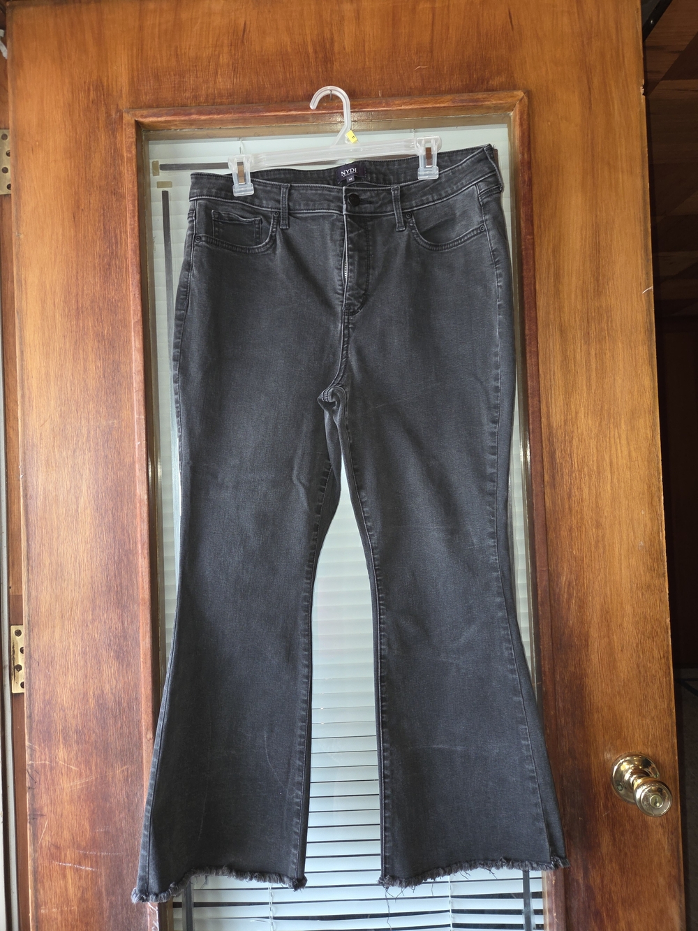 NYDJ Black Flare Jeans with Raw Hem